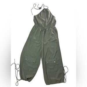 Better Be Olive Halter Jumpsuit size L